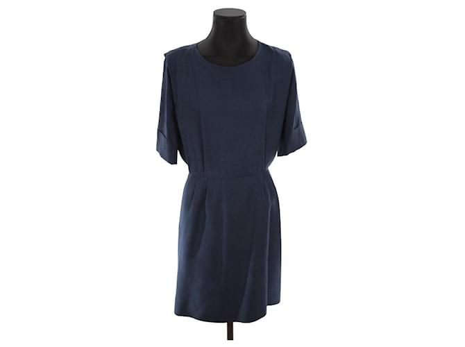 Saint Laurent Vestido de seda Azul  ref.1298967