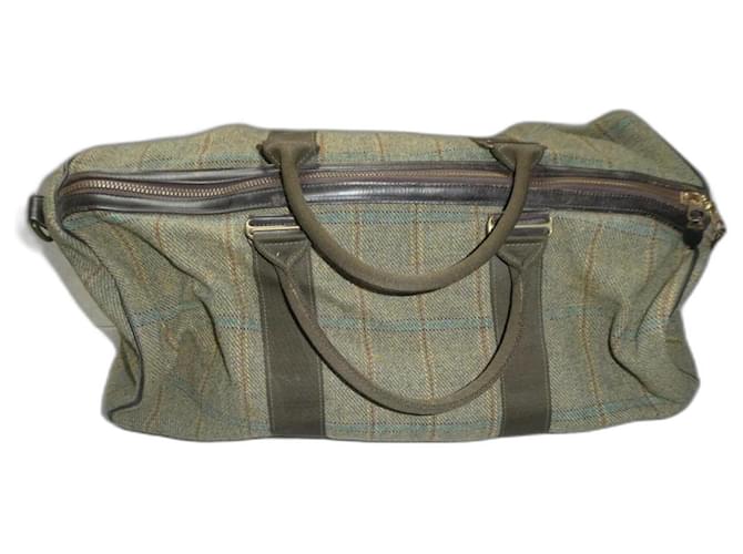 Autre Marque Holland and Holland travel bag in tweed with shoulder strap Khaki  ref.1298985