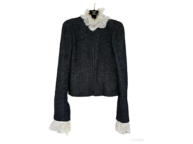 Chanel Veste en tweed noir à boutons CC Lesage  ref.1298987