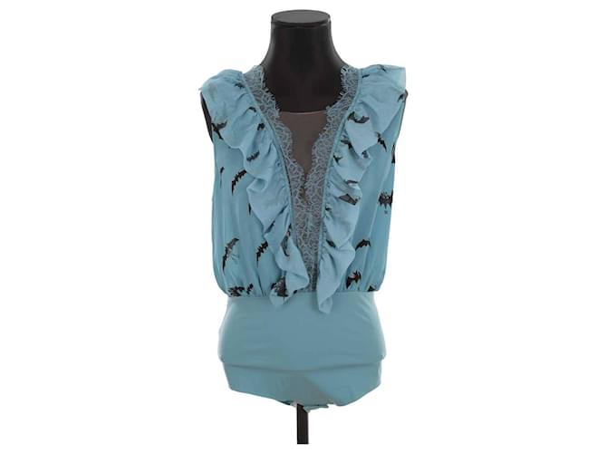Elisabetta Franchi Silk wrap blouse Blue  ref.1299022
