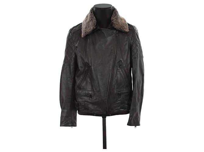 The Kooples Leather coat Black  ref.1299023