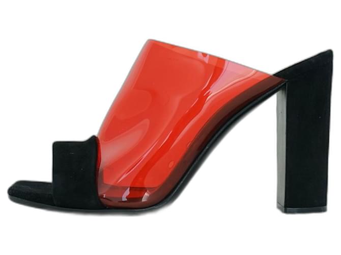 Céline Celine Resort 2013 Sandals Black Red Suede Plastic  ref.1299071