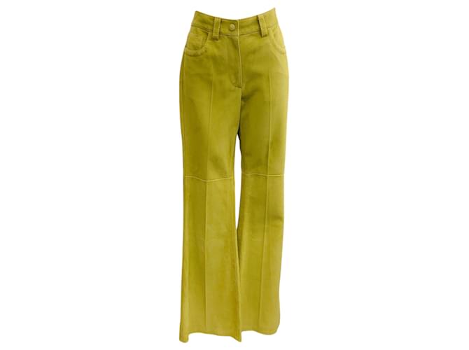 Autre Marque Marni Lime Green Suede Pants Leather  ref.1299098