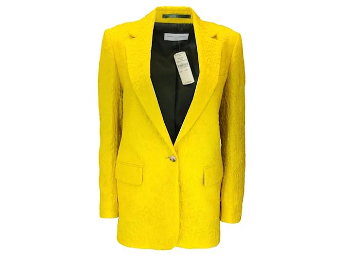 Autre Marque Dries Van Noten Marigold Yellow One-Button Jacquard Jacket Synthetic  ref.1299104