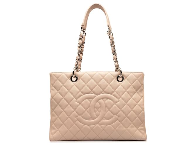 Beige Chanel Caviar Grand Shopping Tote Leather  ref.1299123