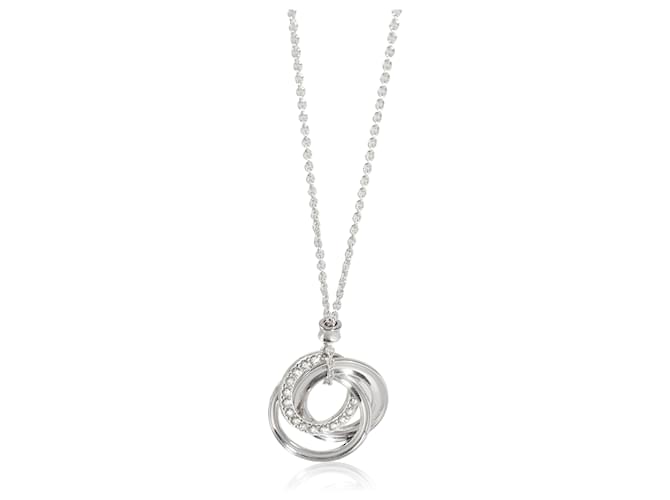 TIFFANY & CO. Interlocking Circle Diamond Necklace 18K in White Gold 0.17 ctw  ref.1299188