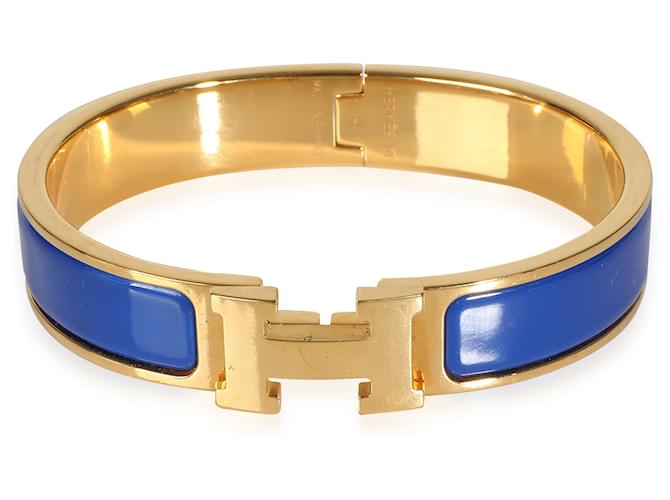 Bracelet Hermès Clic H en Plaqué Or Bleu Royal  ref.1299193