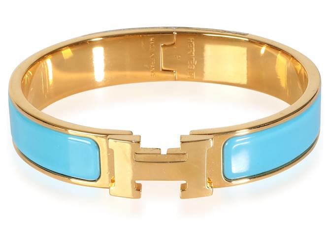 Hermès Clic H Blaugrünes Armband, vergoldet  ref.1299194