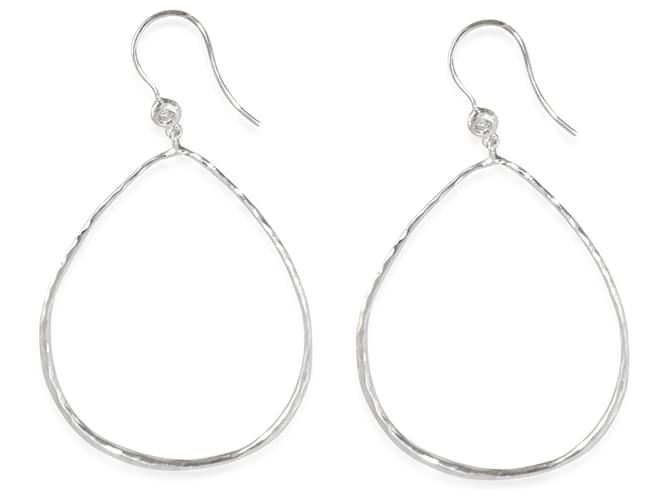 Autre Marque ppolita Classico Hammered Teardrop Earrings with Diamonds in Sterling Silver  ref.1299231