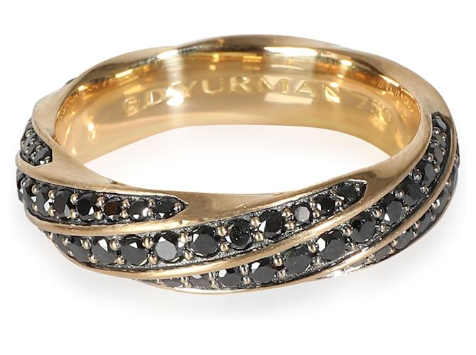 David Yurman Cable Edge Band Ring mit schwarzen Diamanten , 1.62 ctw Gelbes Gold  ref.1299263