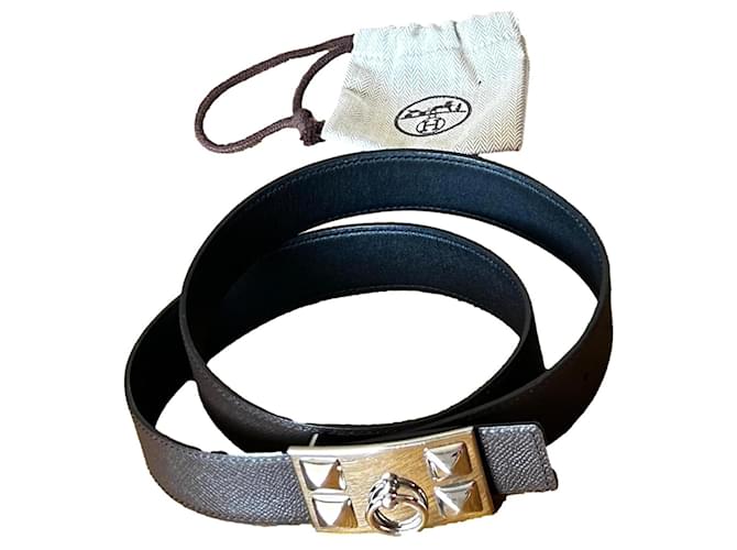 Hermès HERMES belt model Collier De Chien Black Leather  ref.1299285