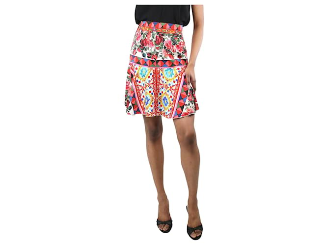 Dolce & Gabbana Multicolour silk floral printed skirt - size UK 6 Multiple colors  ref.1299311