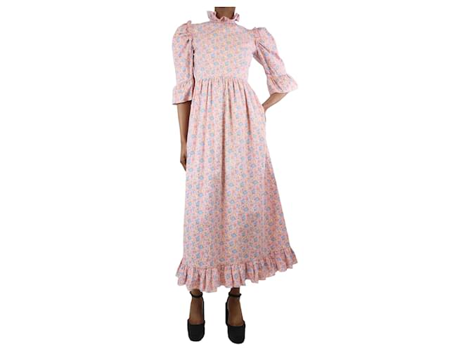 Autre Marque Pink high-neck floral printed midi dress - size UK 4  ref.1299313