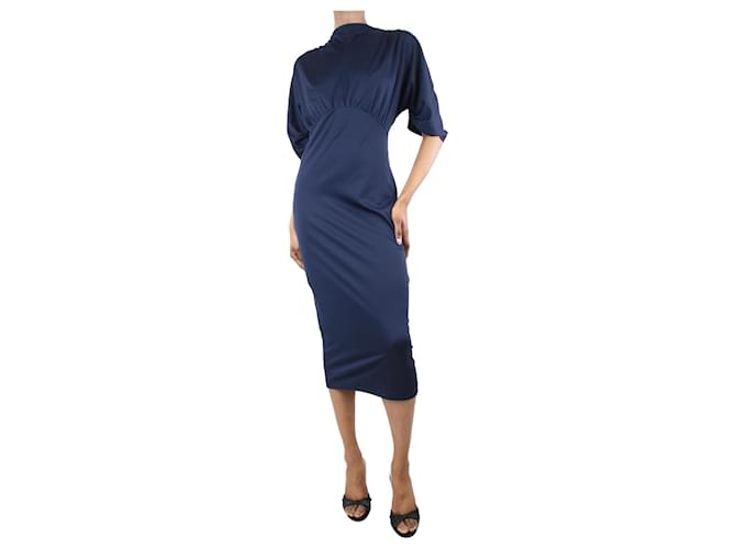 Prada Blue high-neck fitted midi dress - size UK 6 Polyester  ref.1299317