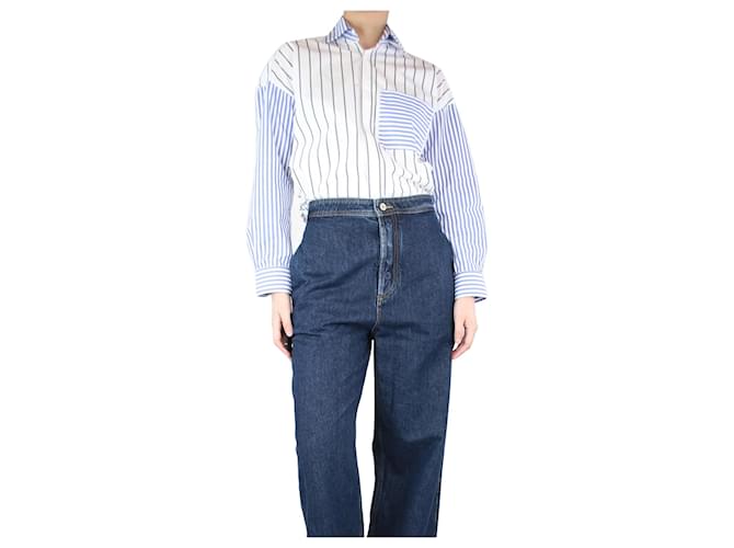 Autre Marque Chemise à rayures contrastées blanche et bleue - taille S Coton  ref.1299320