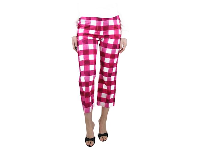 Msgm Hot pink checkered cotton trousers - size UK 8  ref.1299323