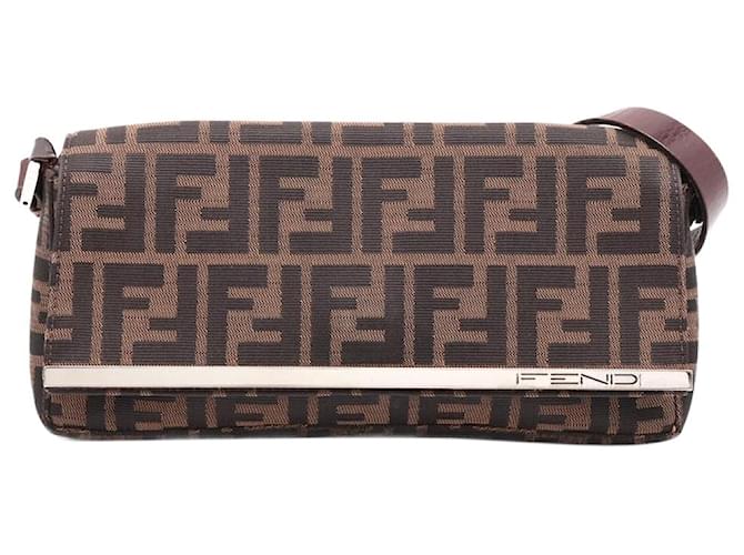 Fendi Brown Zucca Canvas Shoulder Bag Cloth  ref.1299324
