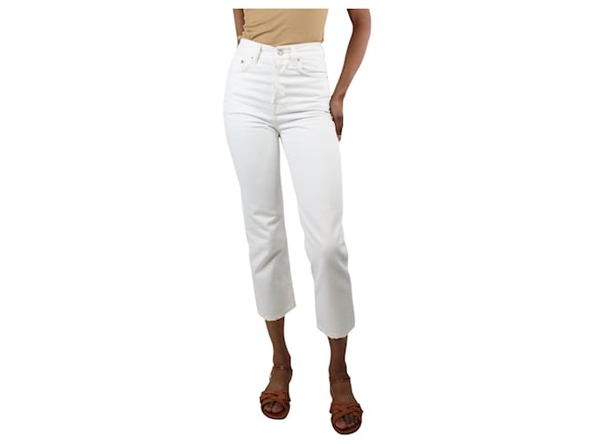 Acne Calça jeans branca com corte alto e perna reta - tamanho UK 6 Branco Algodão  ref.1299326