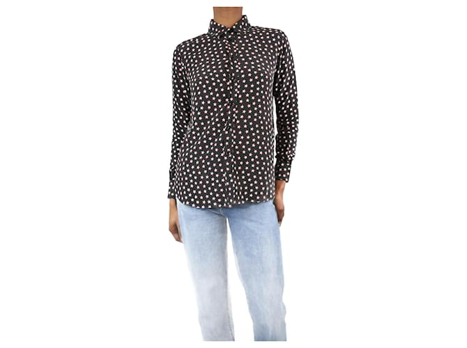 Saint Laurent Black star-printed silk shirt - size UK 12  ref.1299327