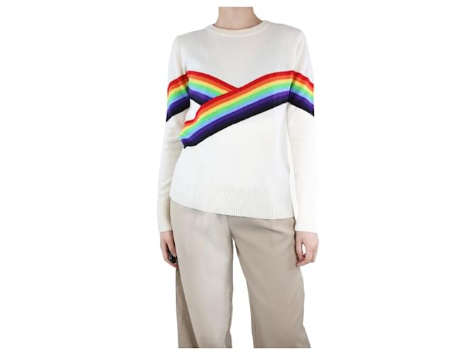 Autre Marque Cream and rainbow striped sweater - size M Cashmere  ref.1299336