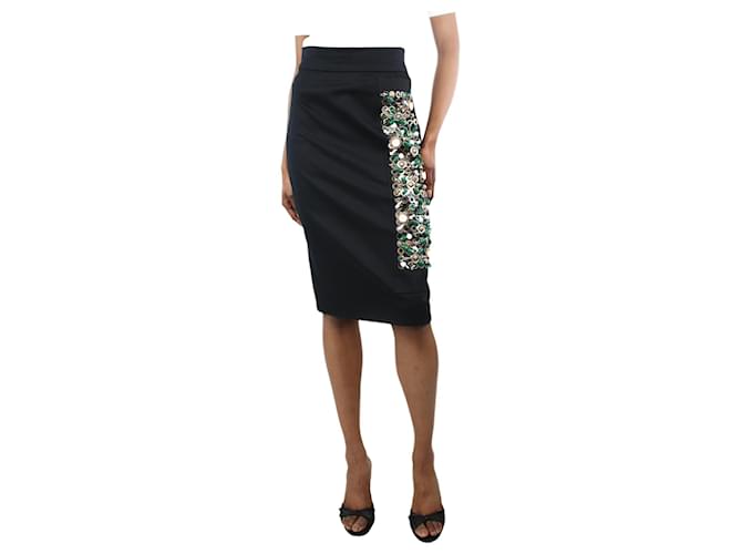 Prada Black bejewelled pencil skirt - size UK 6 Cotton  ref.1299338