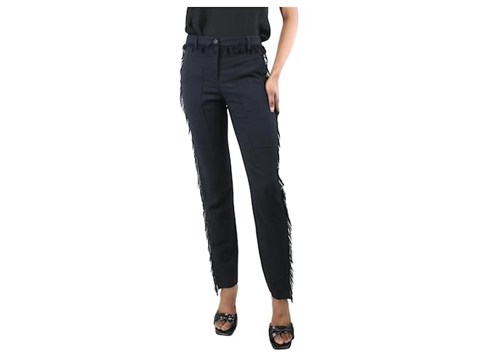 Chanel Pantalón negro con bolsillos y flecos - talla UK 8 Viscosa  ref.1299341