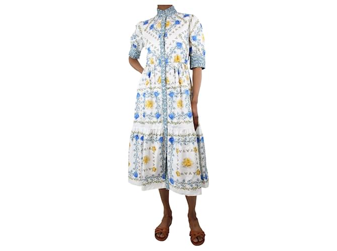 Autre Marque Multi high-neck floral-printed midi dress - size UK 8 Multiple colors Cotton  ref.1299348