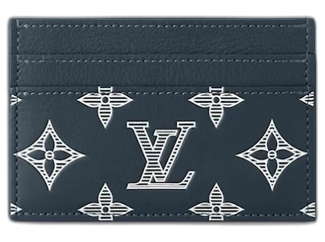 Louis Vuitton LV Doppelkartenhalter neu Blau Leder  ref.1299356