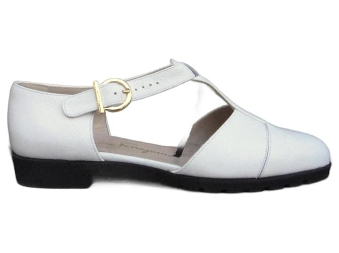 Salvatore Ferragamo Sandali Bianco Pelle  ref.1299358