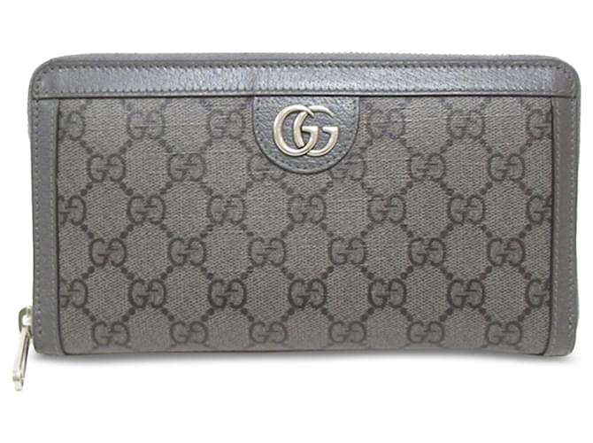 Gucci - GG Marmont Geldbörse mit Rundum-Reißverschluss, Grau Leinwand Tuch  ref.1299364