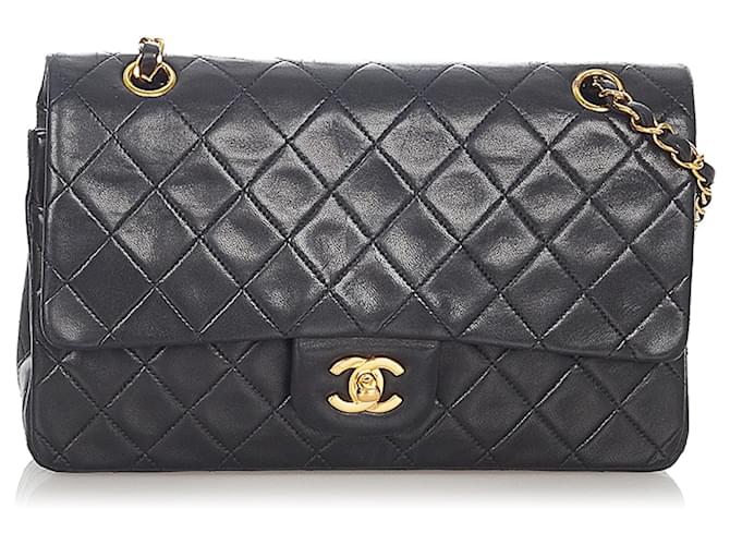 Chanel Black Small Classic Lambskin Leather Double Flap Bag  ref.1299366