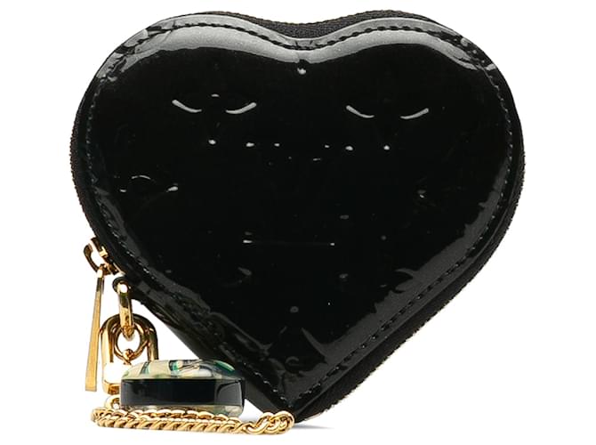 Louis Vuitton Black Monogram Vernis Heart Coin Purse Leather Patent leather  ref.1299373