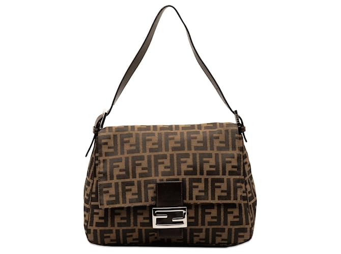 Fendi Brown Zucca Mamma Forever Leather Cloth Pony-style calfskin Cloth  ref.1299417