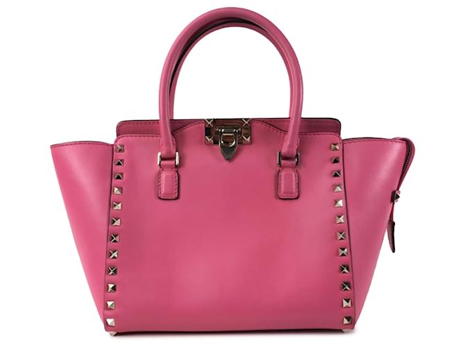 Bolsa de couro Valentino Pink Rockstud Rosa Bezerro-como bezerro  ref.1299436