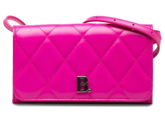 Balenciaga Pink Quilted Touch B Crossbody Bag Leather Pony-style calfskin  ref.1299439
