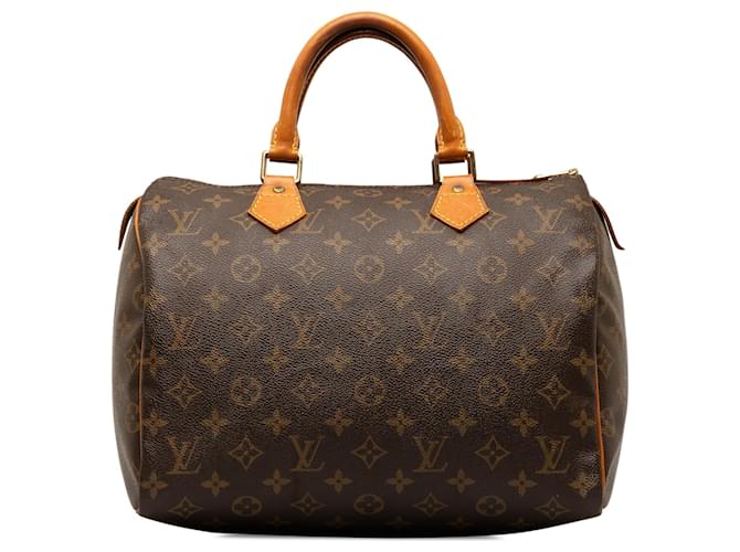 Louis Vuitton Brown Monogram Speedy 30 Leather Cloth  ref.1299441