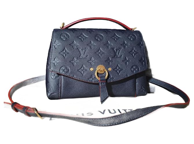 Louis Vuitton White embossed leather Dark blue  ref.1299742