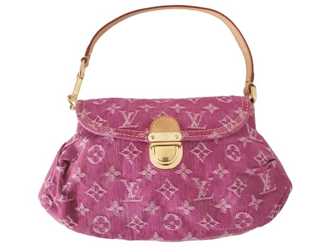 Louis Vuitton Pleaty Tasche aus rosa Monogram-Denim-Gewebe. Pink Leinwand  ref.1299746