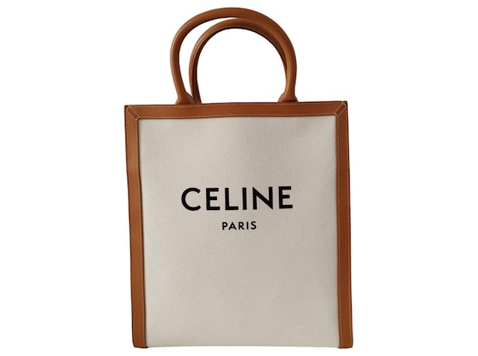 Céline Hand bags Brown Beige Leather Cloth  ref.1299750