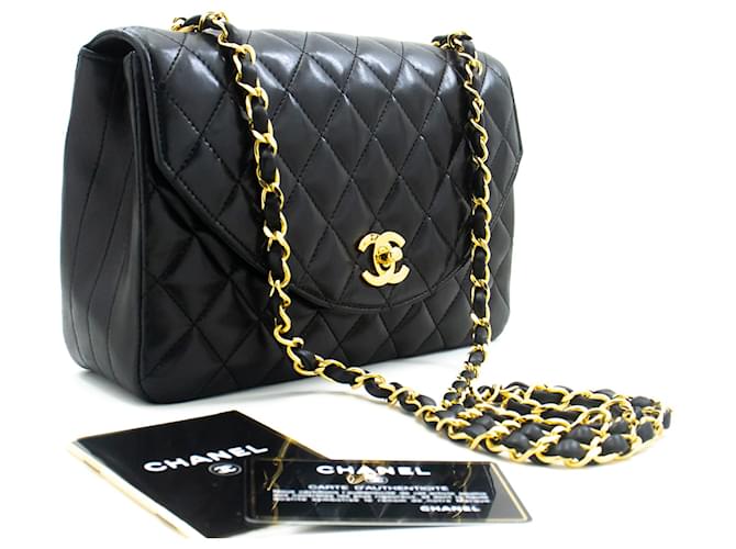 CHANEL Half Moon Chain Shoulder Bag Crossbody Black Quilted Flap Leather  ref.1299826