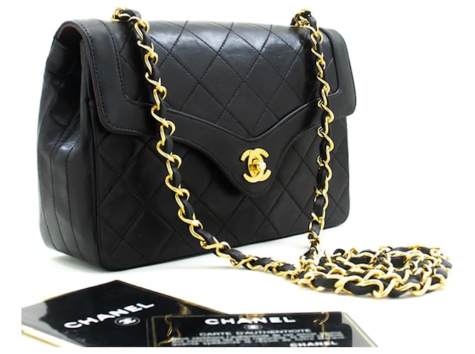 CHANEL Small Single Flap Chain Shoulder Bag Black Quilted Lambskin Leather  ref.1299828