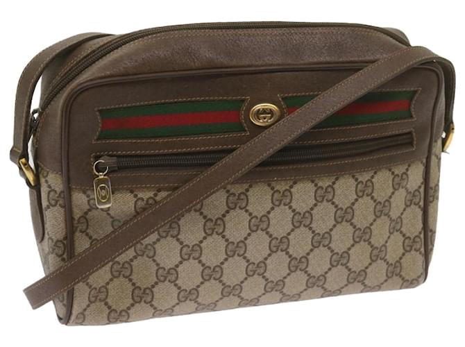 GUCCI GG Supreme Web Sherry Line Shoulder Bag PVC Red Beige Green Auth ep3576  ref.1299854