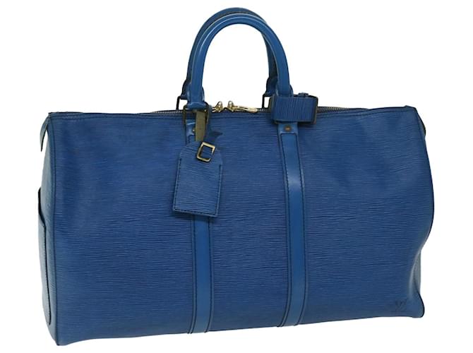 Louis Vuitton Epi Keepall 45 Bolsa Boston Azul M42975 Bases de autenticación de LV12529 Cuero  ref.1299857