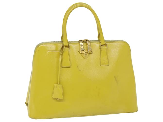 PRADA Hand Bag Patent leather Yellow Auth yk11073  ref.1299877