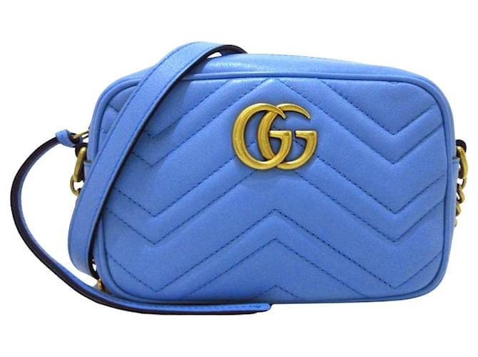 Gucci GG Marmont Azul Couro  ref.1299935