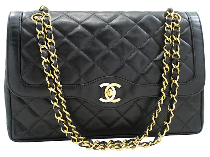 Chanel lined Flap Black Leather  ref.1300122