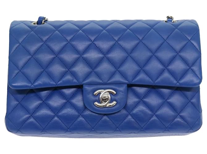 Chanel Classic Flap Blau Leder  ref.1300354