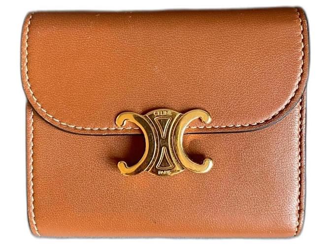 Céline Triomphe leather wallet Brown  ref.1300421
