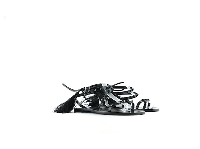 VALENTINO GARAVANI  Sandals T.eu 41.5 leather Black  ref.1300476