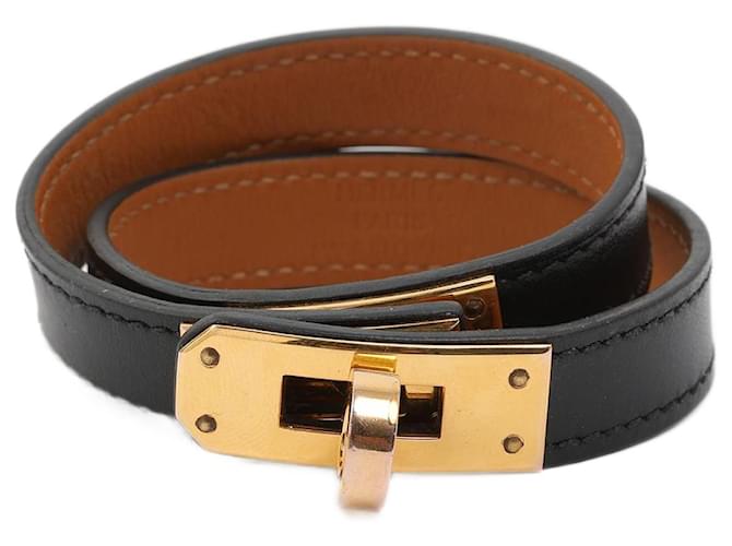 Kelly Hermès HERMES  Bracelets   Leather Black  ref.1300505